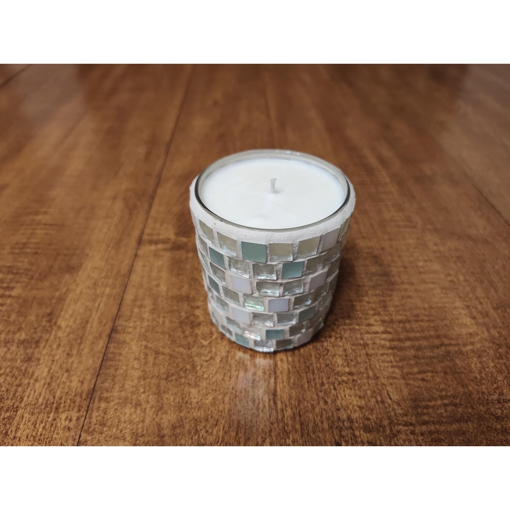 Handmade Seaside Scented Candle 7‎ oz Mosaic Glass Jar Ocean Breeze Votive